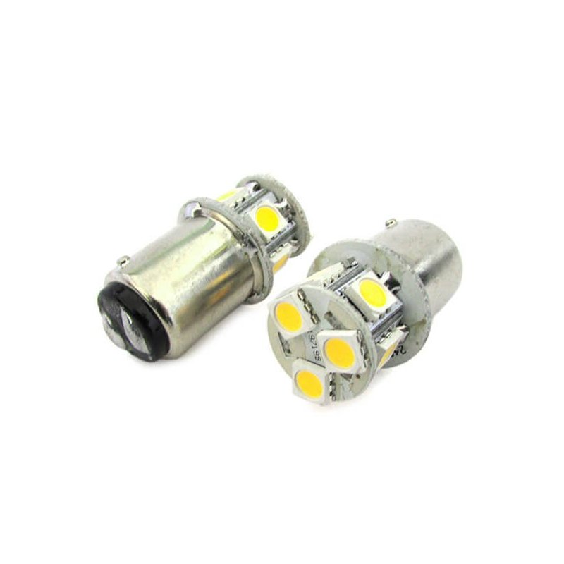 2 Lampade Led Barca Nautica BA15D B15D Bianco Freddo 12V 24V 2W No Polarita Piedi Dritti 8 Smd 5050 Baionetta G18