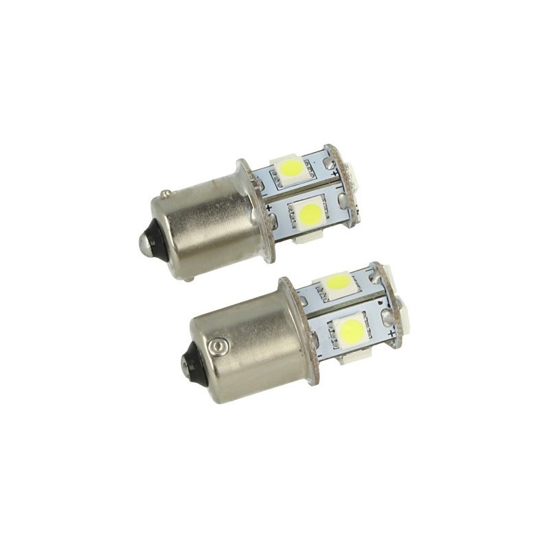 24V Lampada Led Canbus BA15S G18,5 R5W Bianco Per Camion Bus Barca Piedi Dritti 8 Smd 5050