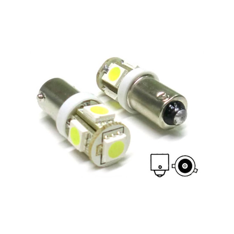 Lampada Led BAX9S H6W 5 Smd Piedi Storti Luci Posizione 12V