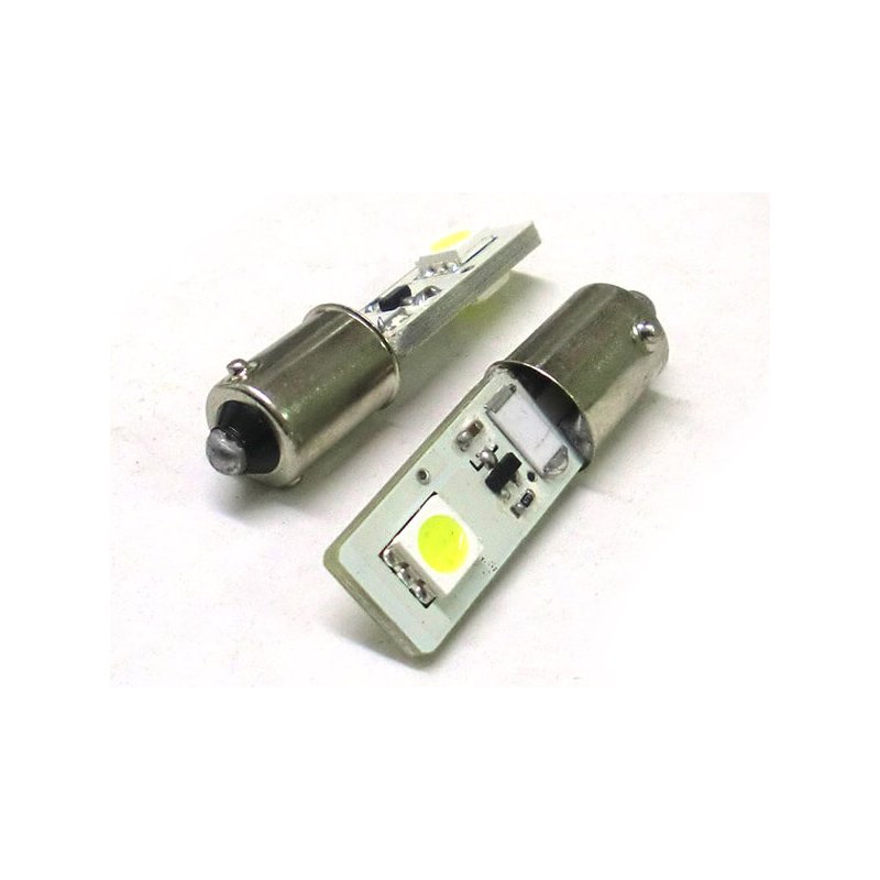 Lampada Led Canbus BAX9S H6W 2 Smd No Errore Piedi Storti 12V Luci Posizione Con Resistenza