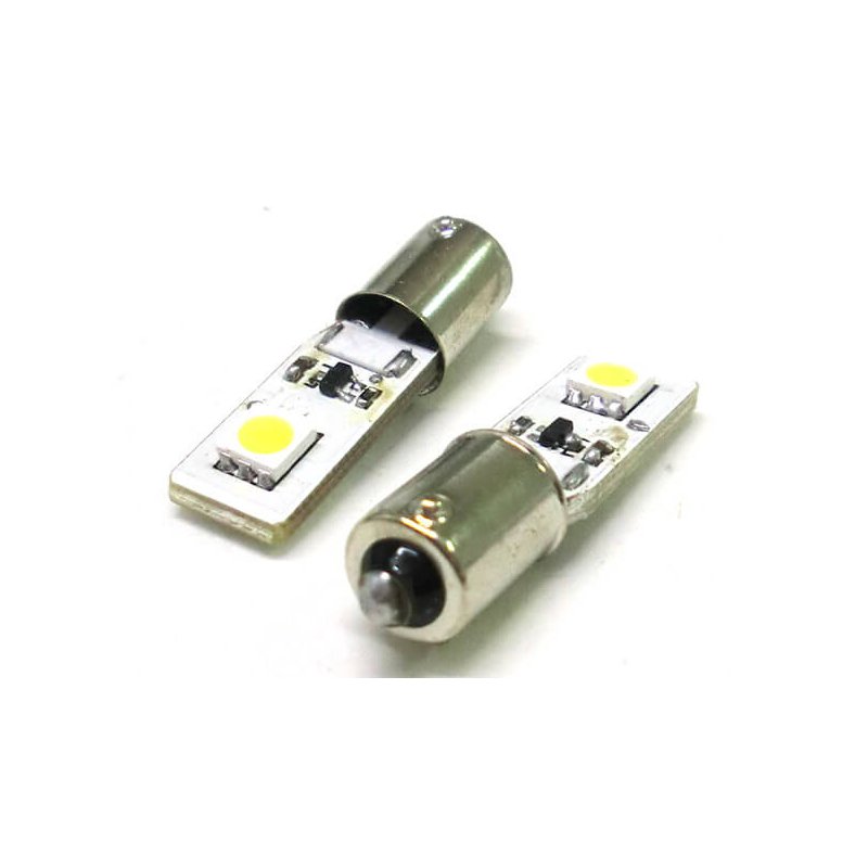 Lampada Led Canbus BAX9S H6W 2 Smd No Errore Piedi Storti 12V Luci Posizione Con Resistenza