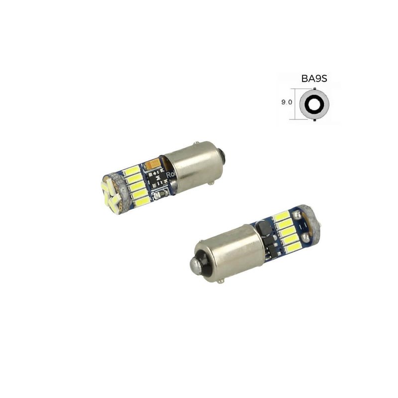 Lampadina Led Canbus T4W BA9S Piedi Dritti 15 Smd 4014 Bianco No Errore Check Luci 12V Senza Polarita