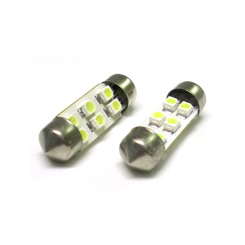 Lampada Led Siluro T11 C5W 31mm 6 Smd Bianco Ghiaccio 12V Luci Targa