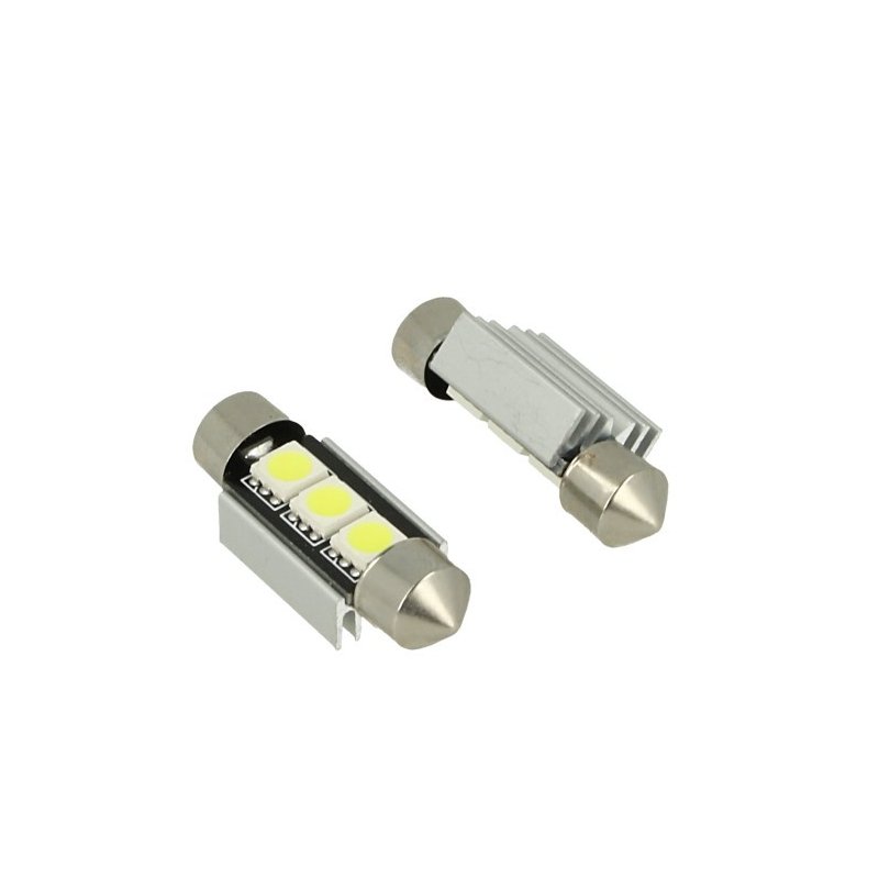 24V Lampada Led Siluro Canbus T11 C5W 36mm 3 SMD 5050 Bianco Con Dissipatore Alluminio Per Camion Bus Barca