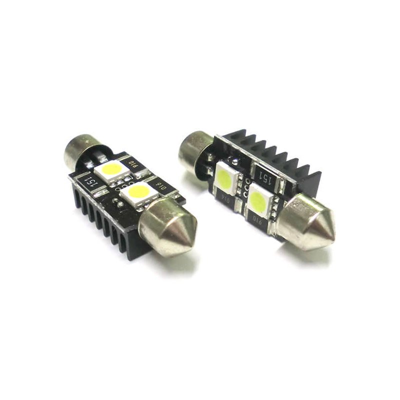 Lampada Led Siluro Canbus No Errore T11 C5W 39mm 2 SMD 5050 12V Luci Targa Con Resistenza