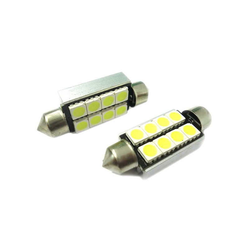 Lampadina Led Siluro Canbus T11 C5W 42mm 8 SMD 5050 12V Luci Targa Con Dissipatore