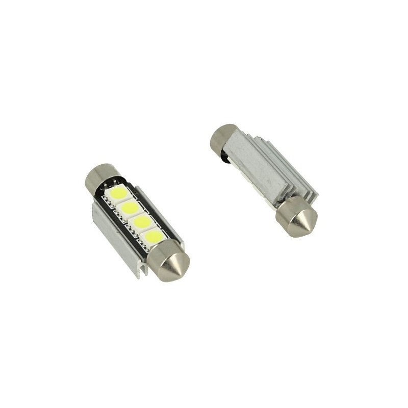 24V Lampada Led Siluro Canbus T11 C5W 42mm 4 SMD 5050 Bianco Con Dissipatore Alluminio Per Camion Bus Barca