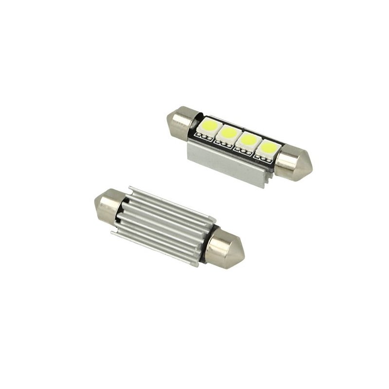 24V Lampada Led Siluro Canbus T11 C5W 42mm 4 SMD 5050 Bianco Con Dissipatore Alluminio Per Camion Bus Barca