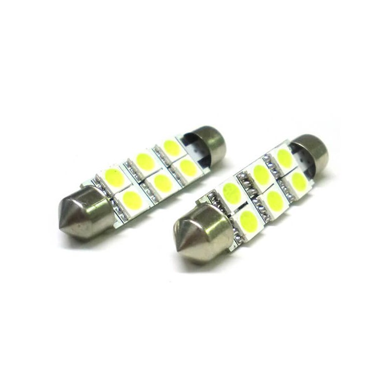 Lampada Led Siluro T11 C5W 46mm 6 Smd 5050 Bianco Ghiaccio 12V Luci Targa