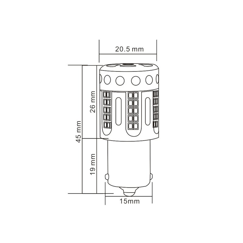 Lampada Led 1156 BA15S P21W 100% Canbus 12V 21W Effettiva Arancione Piedi Dritti Con Ventola In Testa