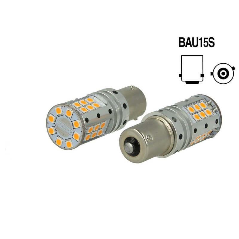 Lampada Led BAU15S PY21W Canbus 12V 25W Reale Arancione Piedi Storti Per Frecce No Errore 32 Smd 3030