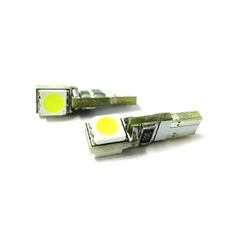 Lampadina Led T5 Canbus W1,2W 2 Smd 5050 Luci Cruscotto e Strumentazione 12V Bianco