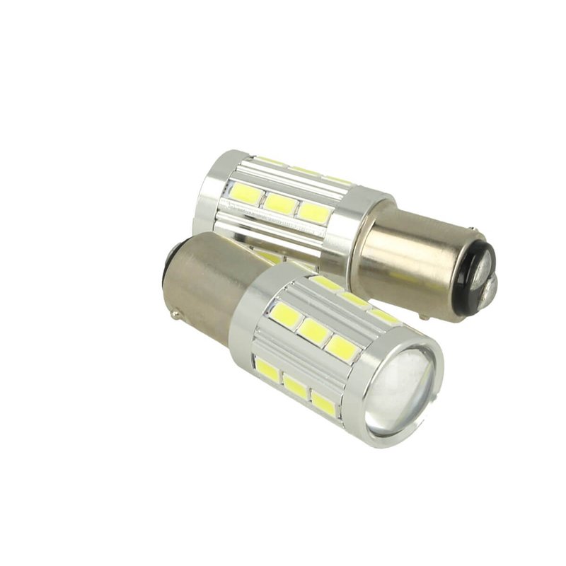 Lampada Led BAZ15D 1157 P21/4W 12V 24V 21 Smd 5730 Super Bianco Luminoso Piedi Storti Asimmetrica