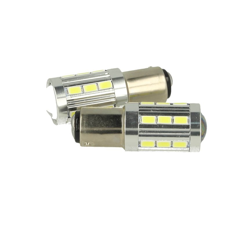 Lampada Led BAZ15D 1157 P21/4W 12V 24V 21 Smd 5730 Super Bianco Luminoso Piedi Storti Asimmetrica