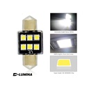 4 Lampada Led T11 Canbus 31mm 12V 2W Effettivo Con 6 Smd 3030 Bianco 6000K No Polarita