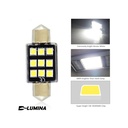 4 Lampada Led T11 Canbus 36mm 12V 2W Effettivo Con 6 Smd 3030 Bianco 6000K No Polarita