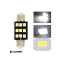 4 Lampada Led T11 Canbus 41mm 12V 2W Effettivo Con 6 Smd 3030 Bianco 6000K No Polarita