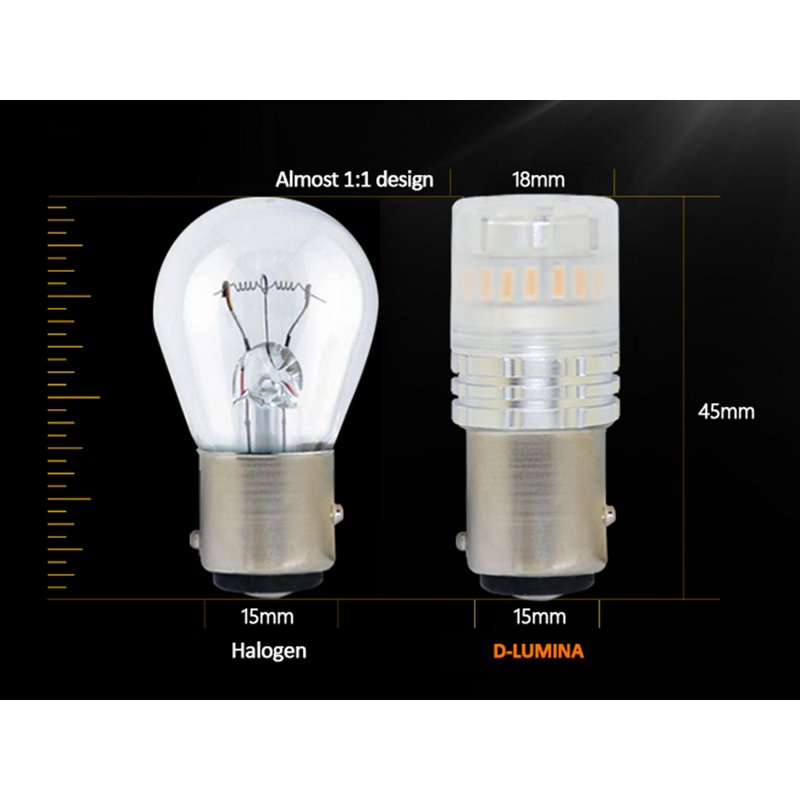 Lampada Led 1157 BAY15D P21/5W Canbus Arancione Ambra 12V No Errore IP67 Illuminazione 360 Gradi