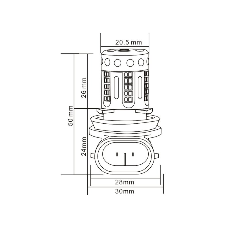 Lampada Led H8 H11 12V 21W Canbus Bianco Con Ventola In Testa Per Luce Fendinebbia