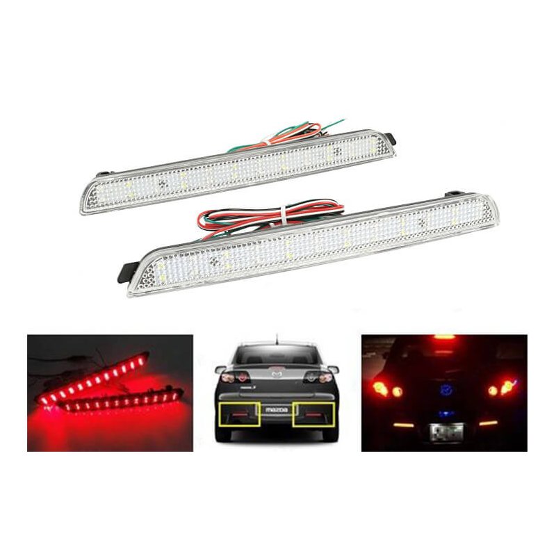 Kit 2 Fanali Posteriori A Led Trasparente Per Mazda 3 Axela BK Rear Bumper Tail Brake Reflector Light