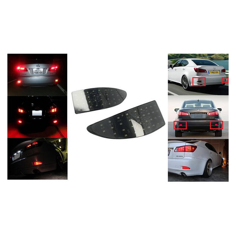 Kit 2 Fanali Posteriori A Led Nero Fume Per Lexus IS 250 300h 350 MK III XE30 Rear Bumper Reflector Light