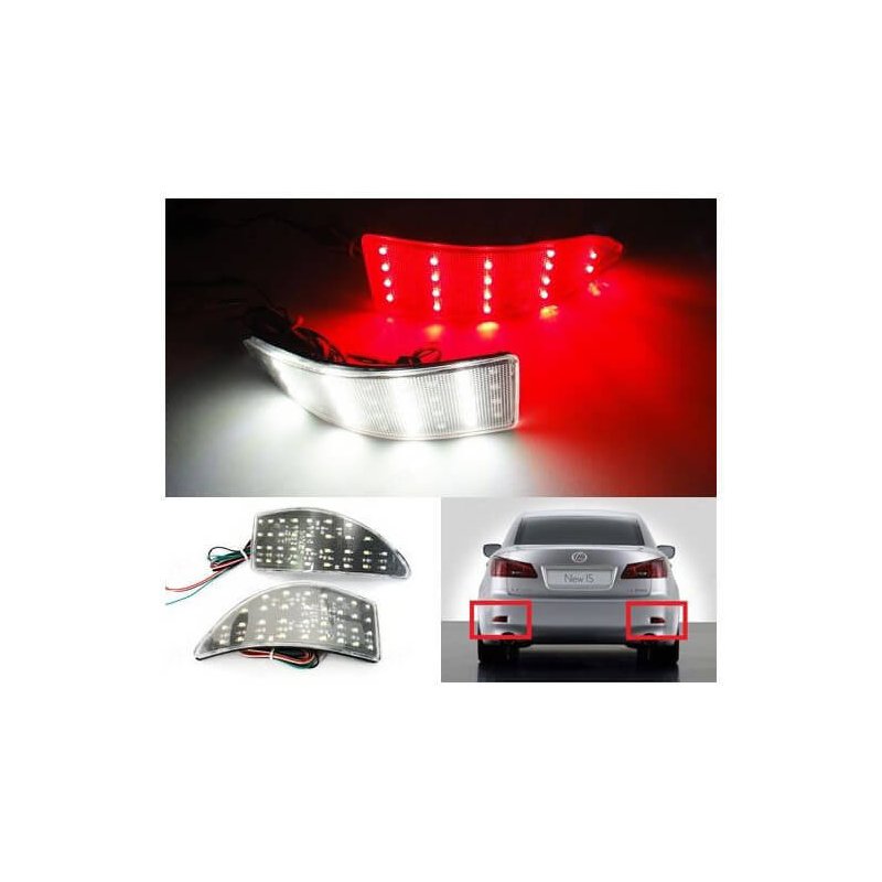 Kit 2 Fanali Posteriori A Led Trasparente Per Lexus IS 250 300h 350 MK III XE30 Rear Bumper Reflector Light