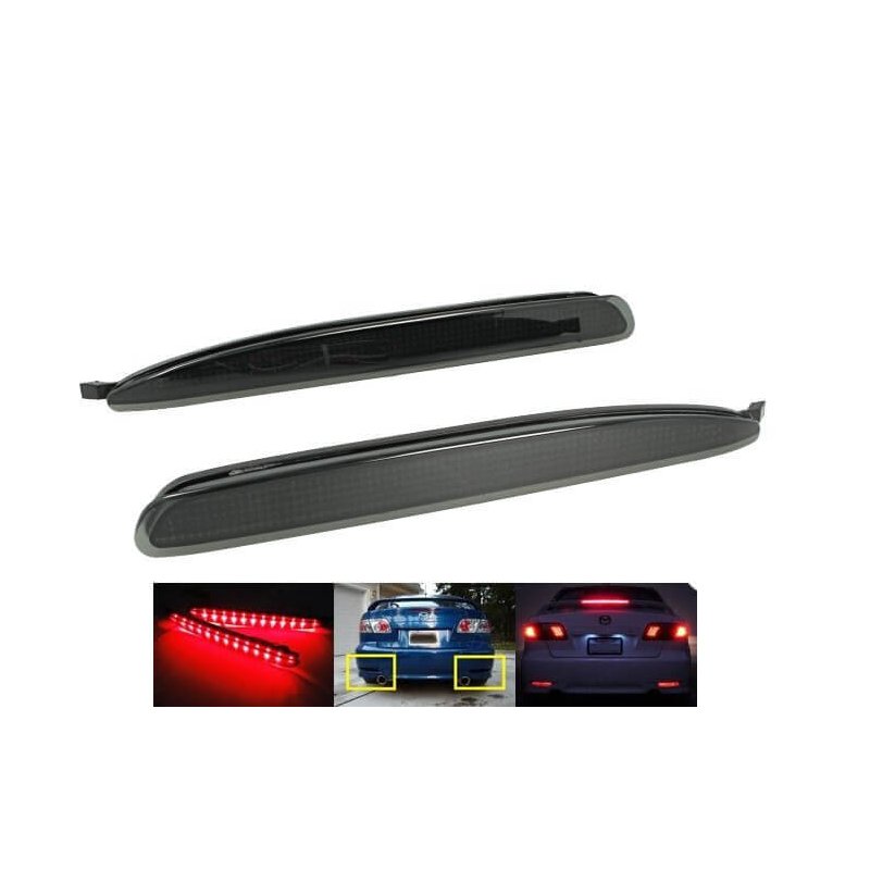 Kit 2 Fanali Posteriori A Led Nero Fume Per Mazda 6 Atenza GG Rear Bumper Reflector Tail Brake Light