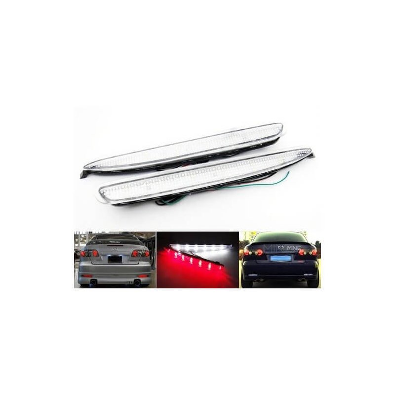 Kit 2 Fanali Posteriori A Led Trasparente Per Mazda 3 Rear Bumper Tail Brake Reflector Light