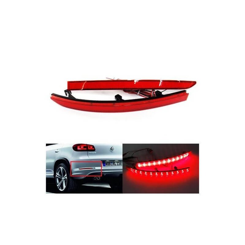 Kit 2 Fanali Posteriori A Led Rosso Per Volkswagen VW Tiguan Sostituzione Catarifrangente Riflettore Originale