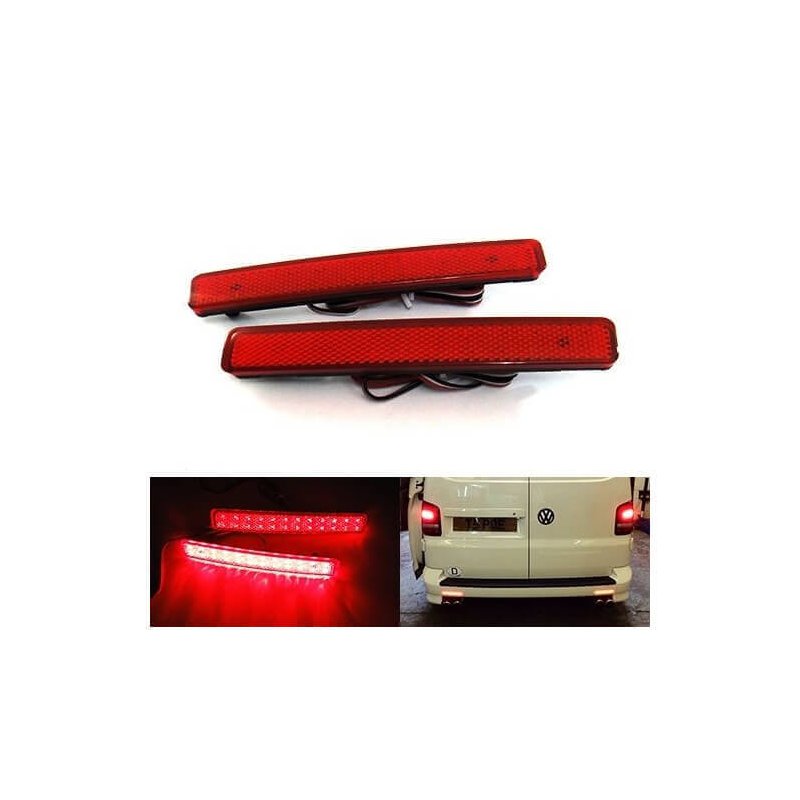 Kit 2 Fanali Posteriori A Led Rosso Per VW T5 Transporter Caravelle Multivan Sostituzione Catarifrangente Riflettore Originale