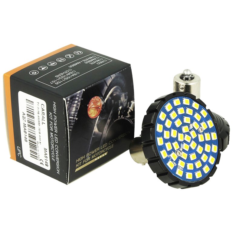 Lampada Led BA15S 1156 Amber Arancione Per Moto Harley Davidson Canbus No Errore Luce Frecce No Polarita 48 Smd 2835