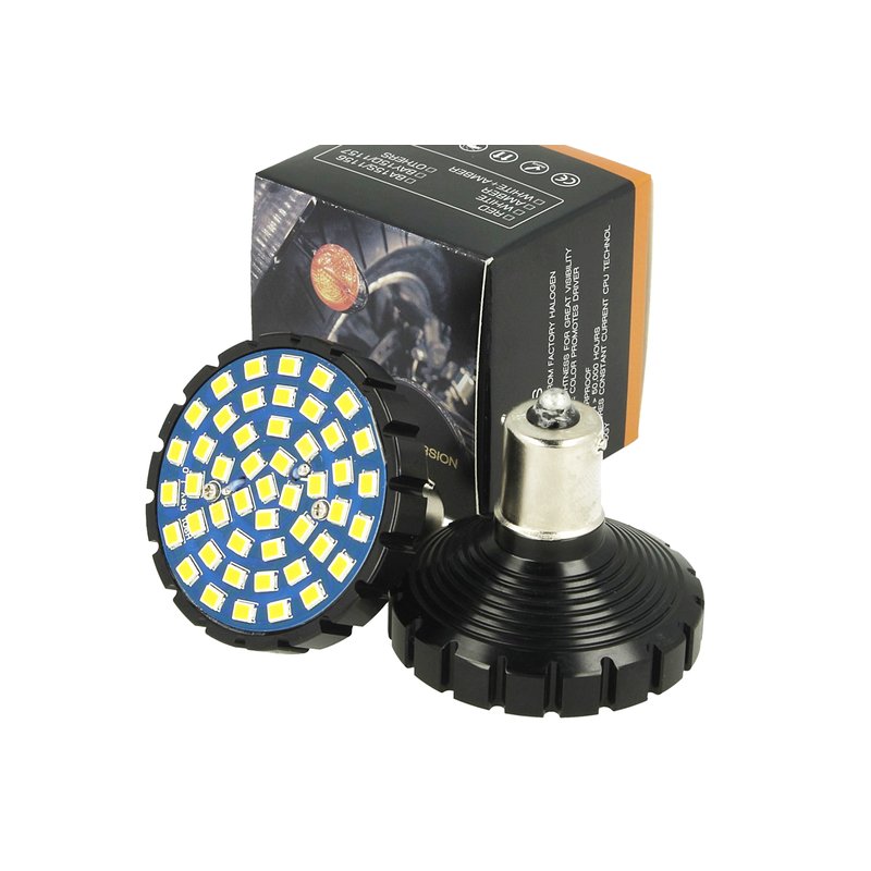 Lampada Led BA15S 1156 Amber Arancione Per Moto Harley Davidson Canbus No Errore Luce Frecce No Polarita 48 Smd 2835