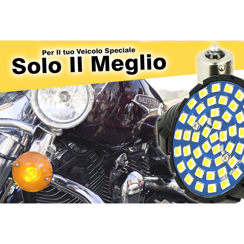 Lampada Led BA15S 1156 Amber Arancione Per Moto Harley Davidson Canbus No Errore Luce Frecce No Polarita 48 Smd 2835