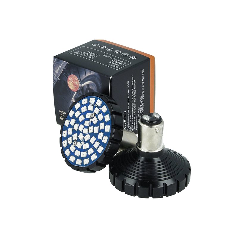 Lampada Led BAY15D 1157 Rosso Per Moto Harley Davidson Canbus No Errore Luce Posizione e Stop No Polarita 48 Smd 2835