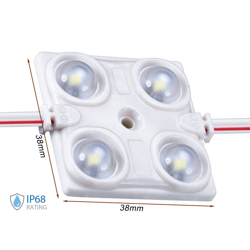 Modulo Mattone LED 4 SMD 2835 Caldo 3000K 12V 1,5W IP68 Con Lente Ingrandimento 160 Gradi SKU-5129