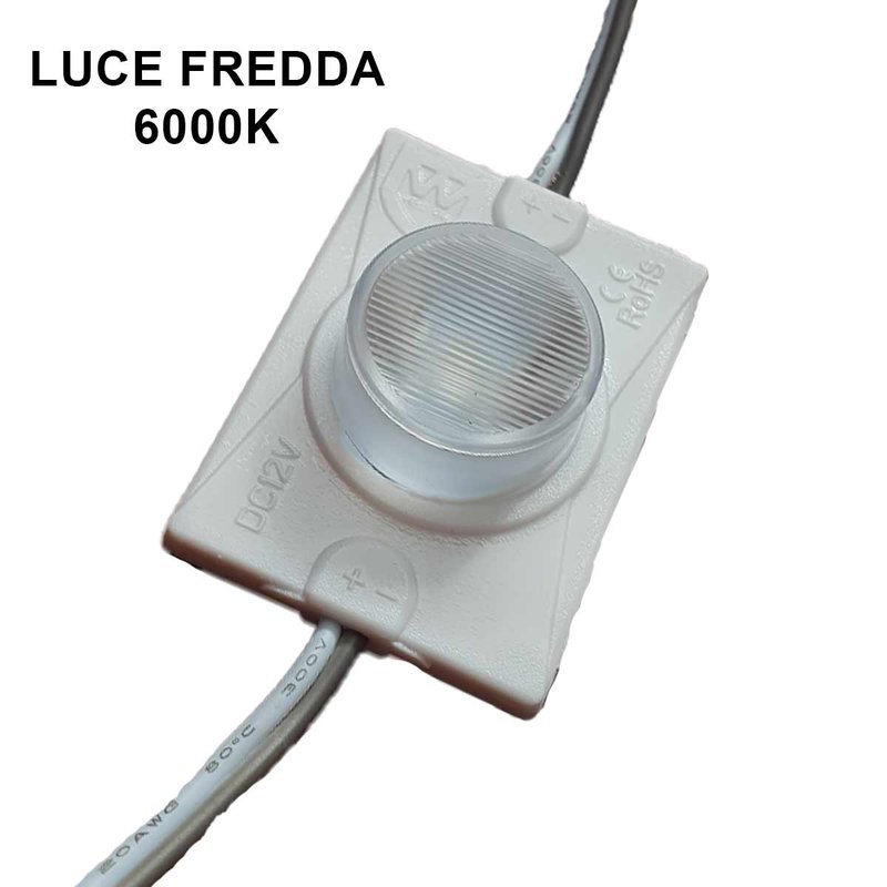 10 Modulo Mattone LED 12V 1,5W 190 Lumen Bianco 6000K IP67 Angolo Luce Asimmetrico 10° x 60° 45X32X15mm