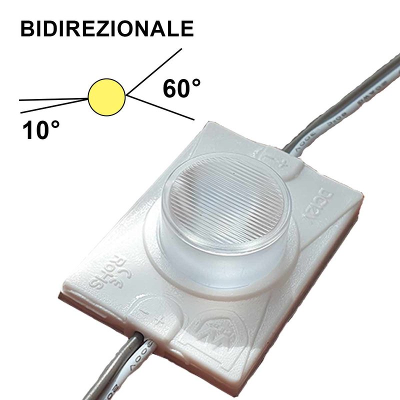 10 Modulo Mattone LED 12V 1,5W 190 Lumen Bianco 6000K IP67 Angolo Luce Asimmetrico 10° x 60° 45X32X15mm