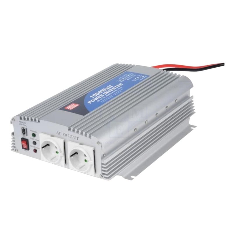 MeanWell A301-1K0-F3 Inverter 1000W Inverter Onda Sinusoidale Modificata In 12V Out 230VAC 2 Presa Schuko