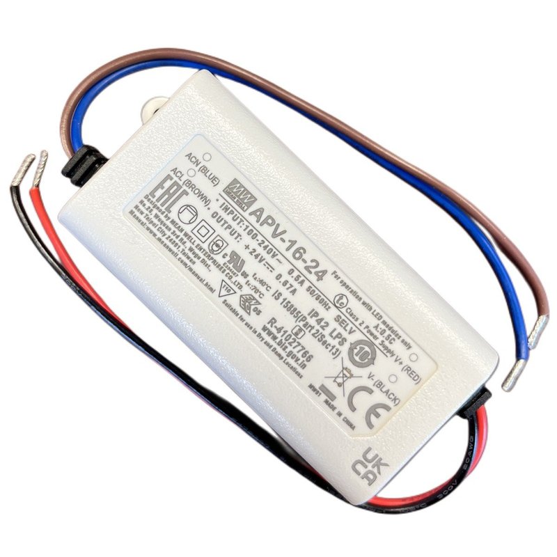 MeanWell APV-16-24 Alimentatore 16W 24V 0,67A IP30 Input 220V e 110V