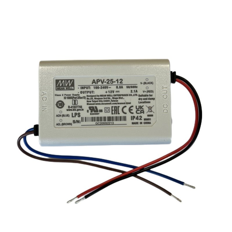 MeanWell APV-25-12 Alimentatore 25W 12V 2,1A IP30 Input 220V e 110V