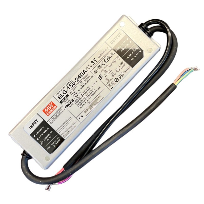 MeanWell ELG-150-24DA-3Y Alimentatore Dimmerabile DALI IP67 150W 24V 6,25A Input 220V e 110V