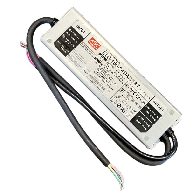 MeanWell ELG-150-24DA-3Y Alimentatore Dimmerabile DALI IP67 150W 24V 6,25A Input 220V e 110V