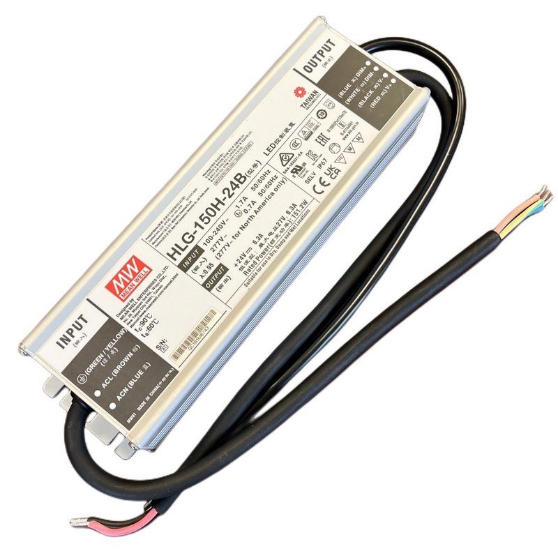 MeanWell HLG-150H-24B Alimentatore IP67 150W 24V 6,3A Dimmerabile 1-10V PWM Input 220V e 110V