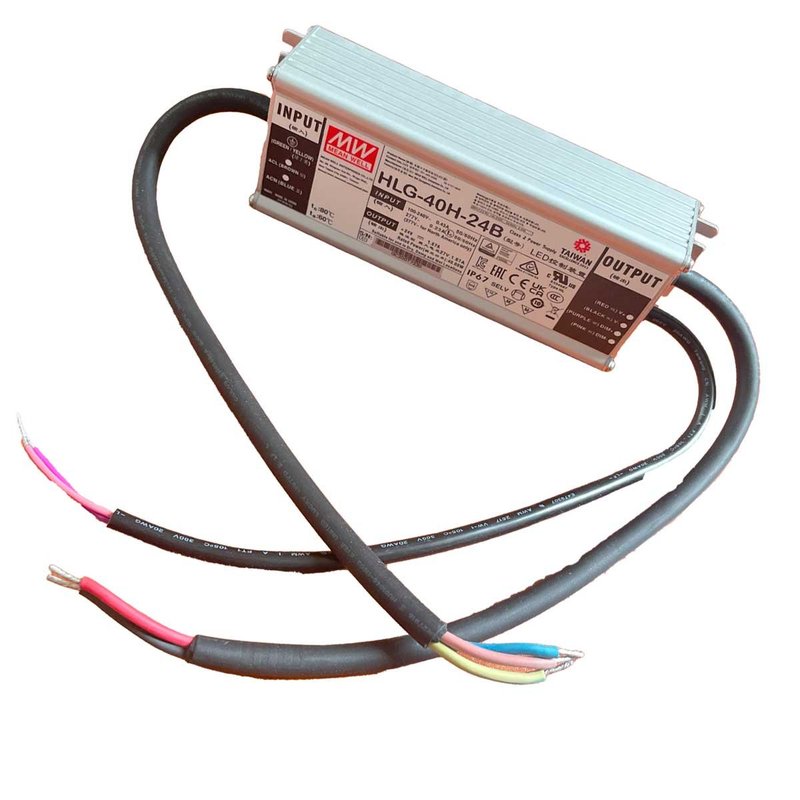 MeanWell HLG-40H-24B Alimentatore Led Driver CV CC Dimmerabile IP67 40W 24V 1,67A Input 220V e 110V