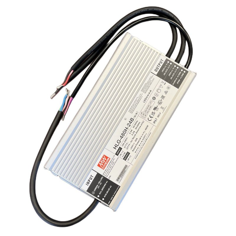 MeanWell HLG-480H-24B Alimentatore IP67 480W 24V 20A Dimmerabile 1-10V PWM Input 220V e 110V