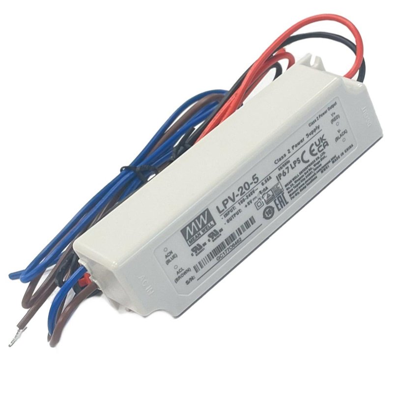 MeanWell LPV-20-5 Alimentatore Trasformatore CV 20W 5V 3A Impermeabile IP67 Input 220V e 110V