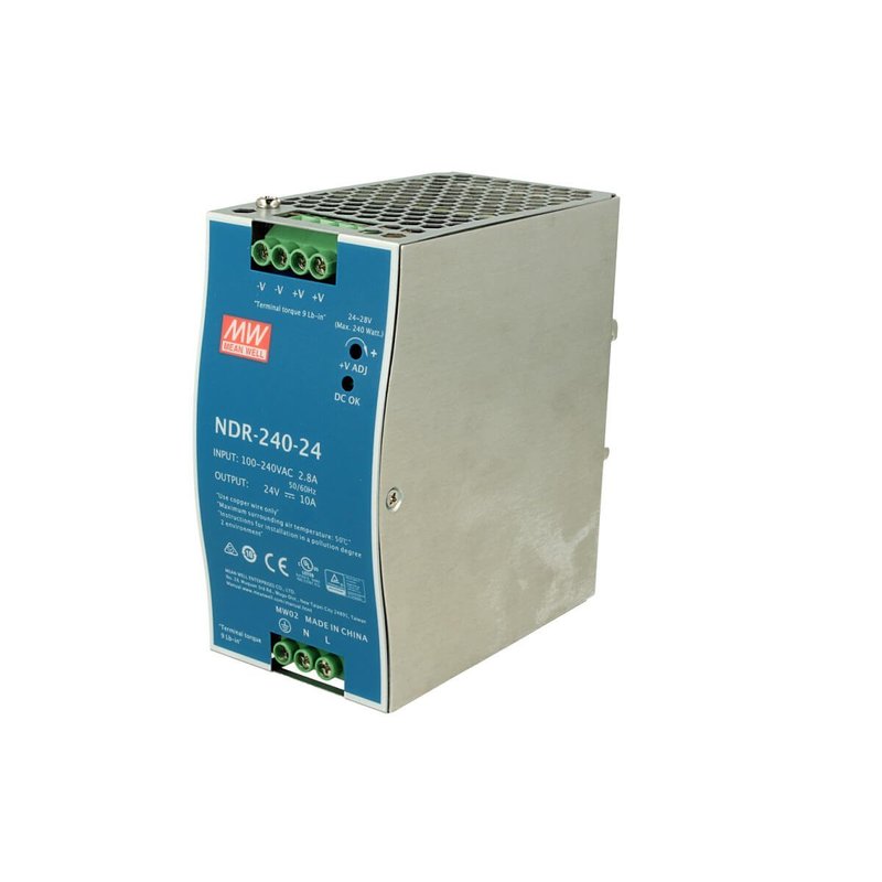 MeanWell NDR-240-24 Trasformatore Rotaia Industriale 24V 240W 10A Barra Guida DIN Rail Power Supply Input 220V 110V