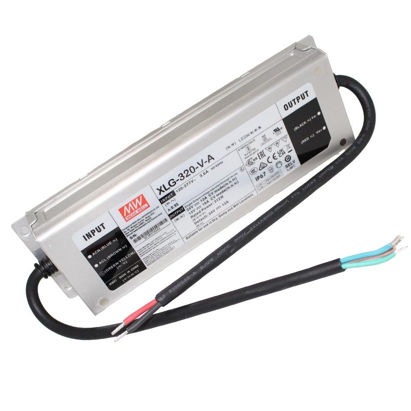 MeanWell XLG-320-V-A Alimentatore Led Driver 24V 13A 312W 12V 18A 216W IP67 Input 220V e 110V