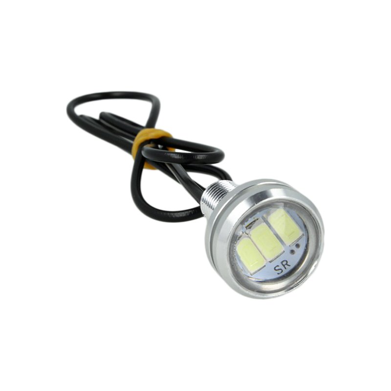 Power Led A Bottone Modello Slim 12V 3W Con 3 Smd 5630 IP67 6000K Eagle Eye Led Luci Diurne Carcassa Argento