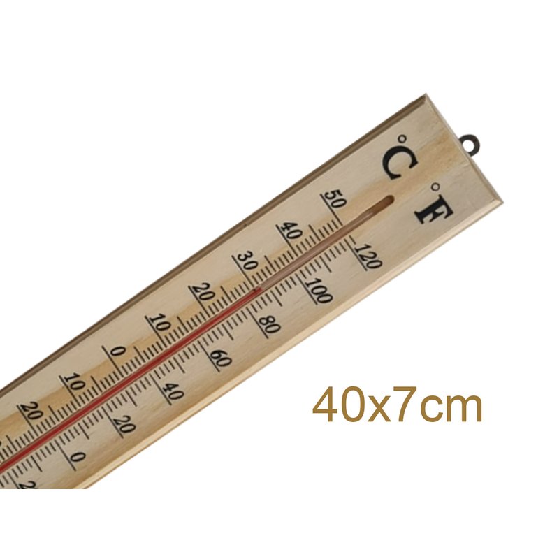 Termometro Analogico Ambiente In Legno Per Esterno Giardino e Interno -40°C--+50°C 400X70X10mm